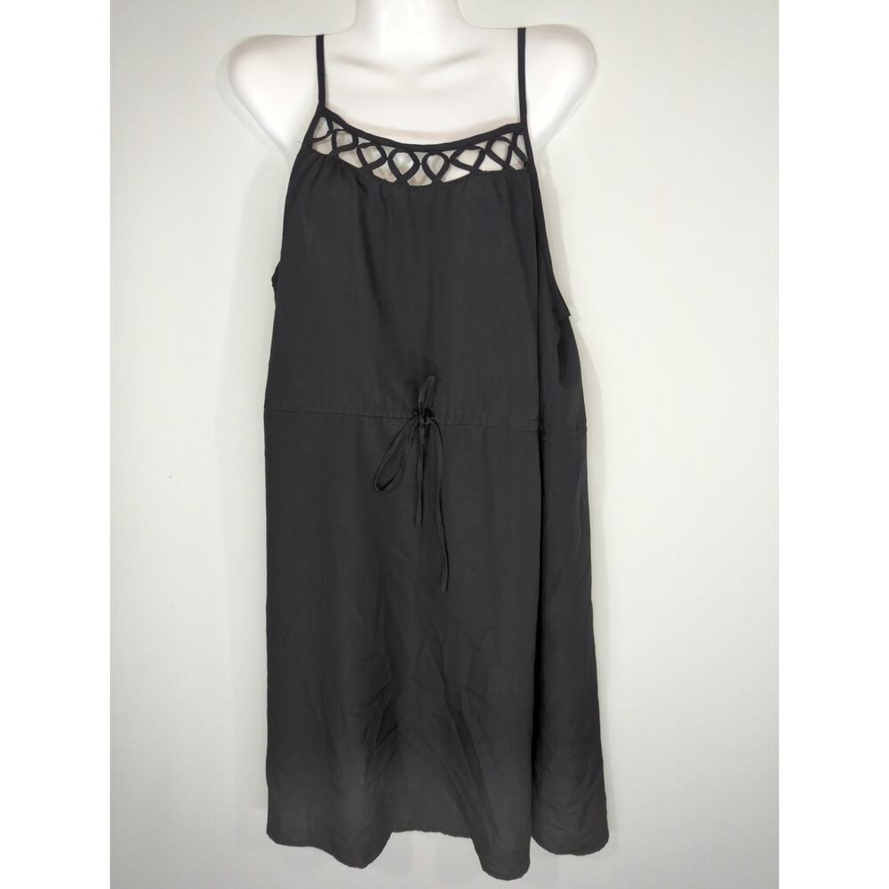 Mossimo Tie Waist Sleeveless Crochet Black Midi Dress  Large‎ NWT Whimsical Boho